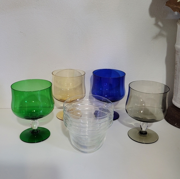 Vintage Bohemian set of 4, Shrimp Cocktail Glasses with Insert - Picture 5 of 9